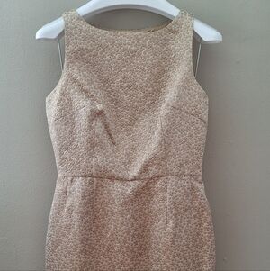 American Living Textured Cream and Metallic Gold Mini Dress